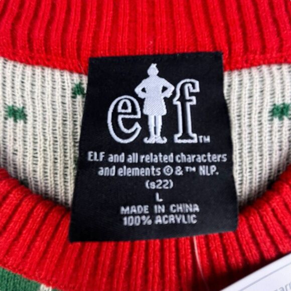 Elf Movie Ugly Christmas Sweater Size Large Will Ferrel Buddy Raised By Elves - Picture 6 of 12